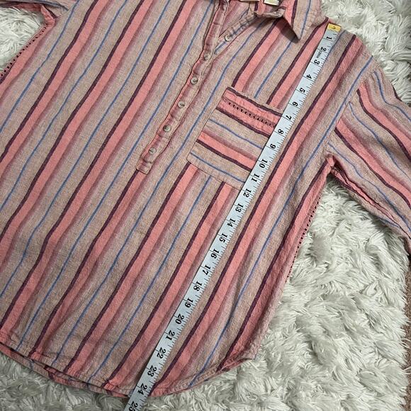 Maeve by Anthropologie Multicolored Striped Lida Linen Cotton Blend Shirt Size S - Picture 8 of 9
